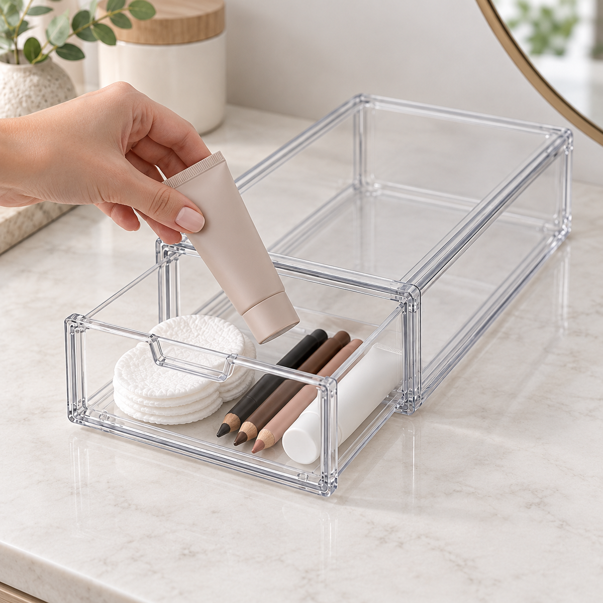 Clear Stackable Drawer Storage Boxes — 3 or 6 Pack