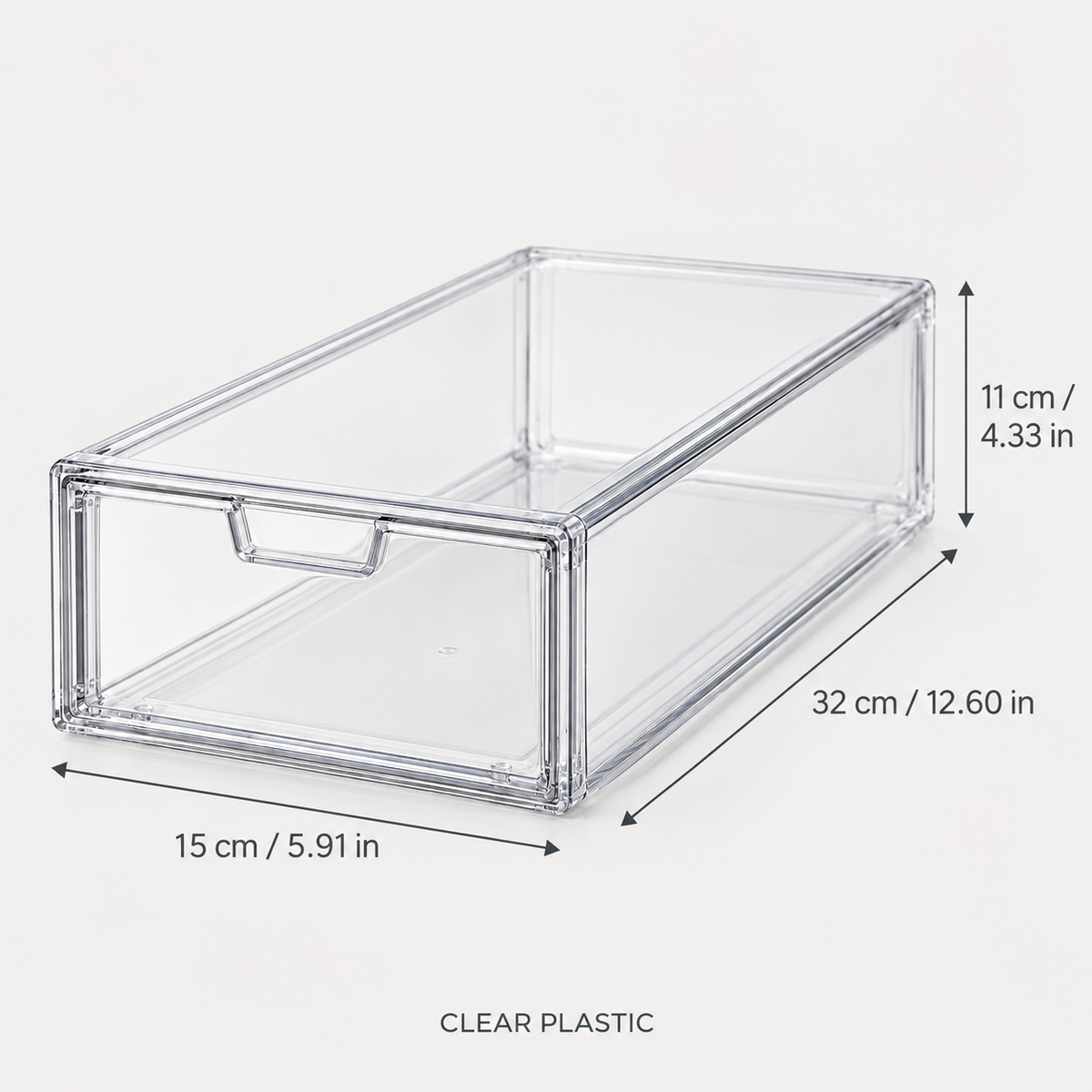 Clear Stackable Drawer Storage Boxes — 3 or 6 Pack