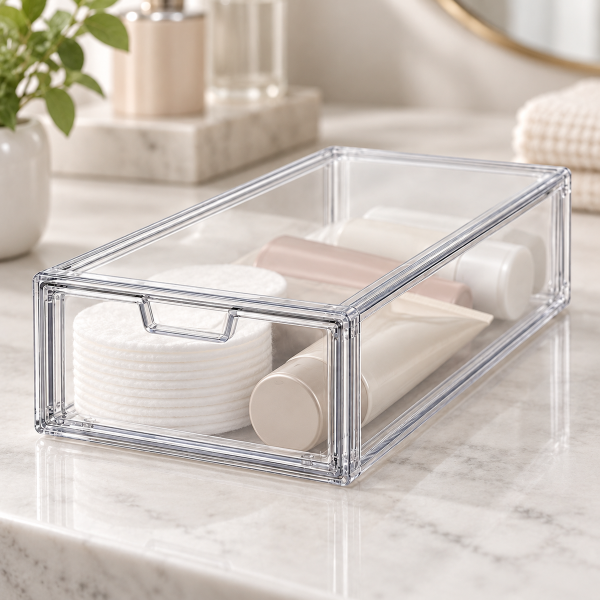 Clear Stackable Drawer Storage Boxes — 3 or 6 Pack