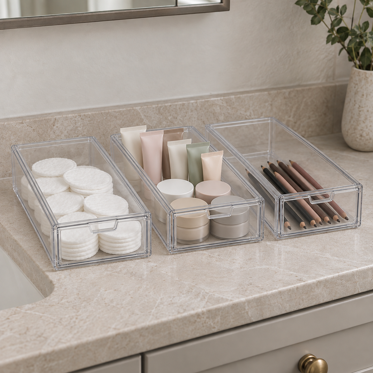 Clear Stackable Drawer Storage Boxes — 3 or 6 Pack