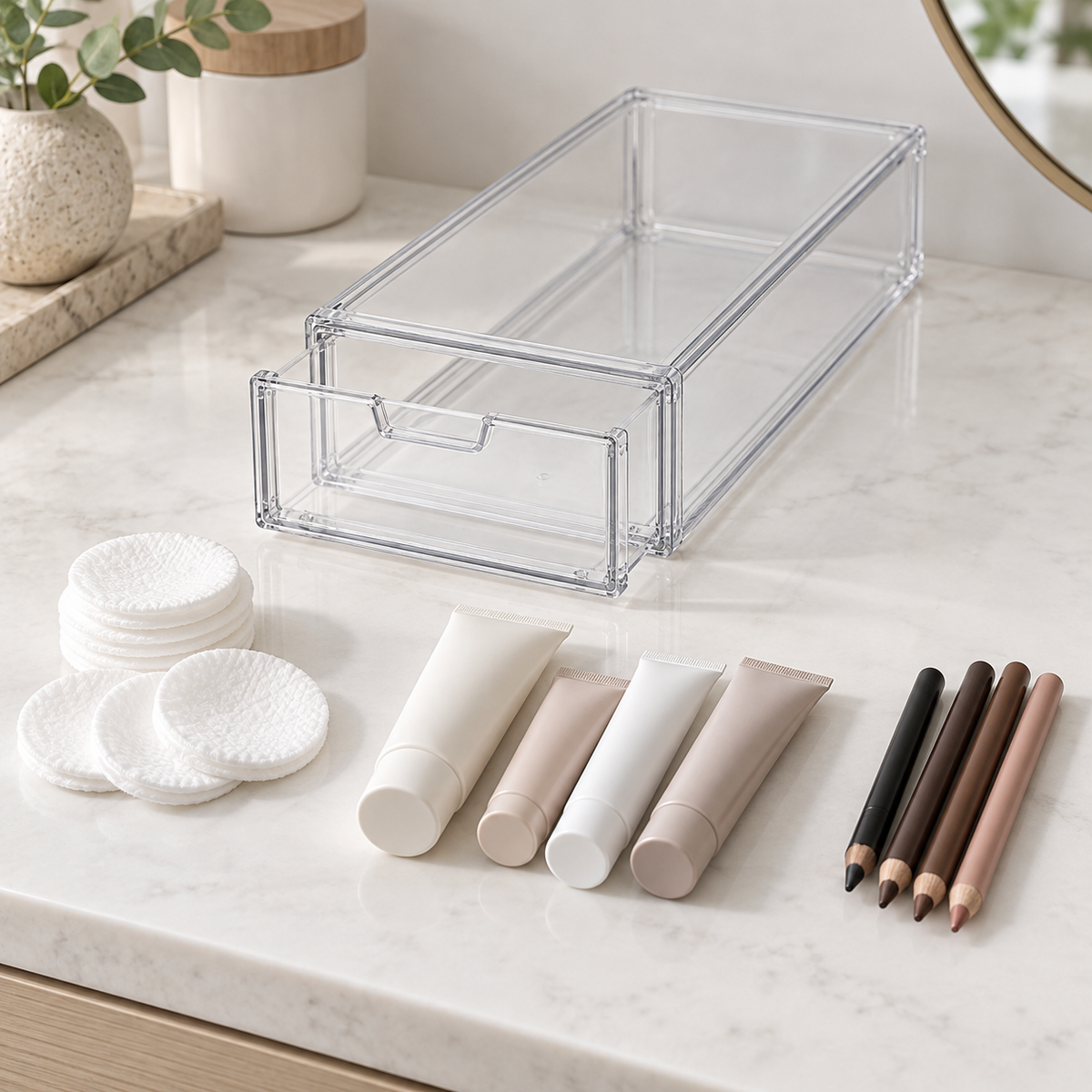Clear Stackable Drawer Storage Boxes — 3 or 6 Pack