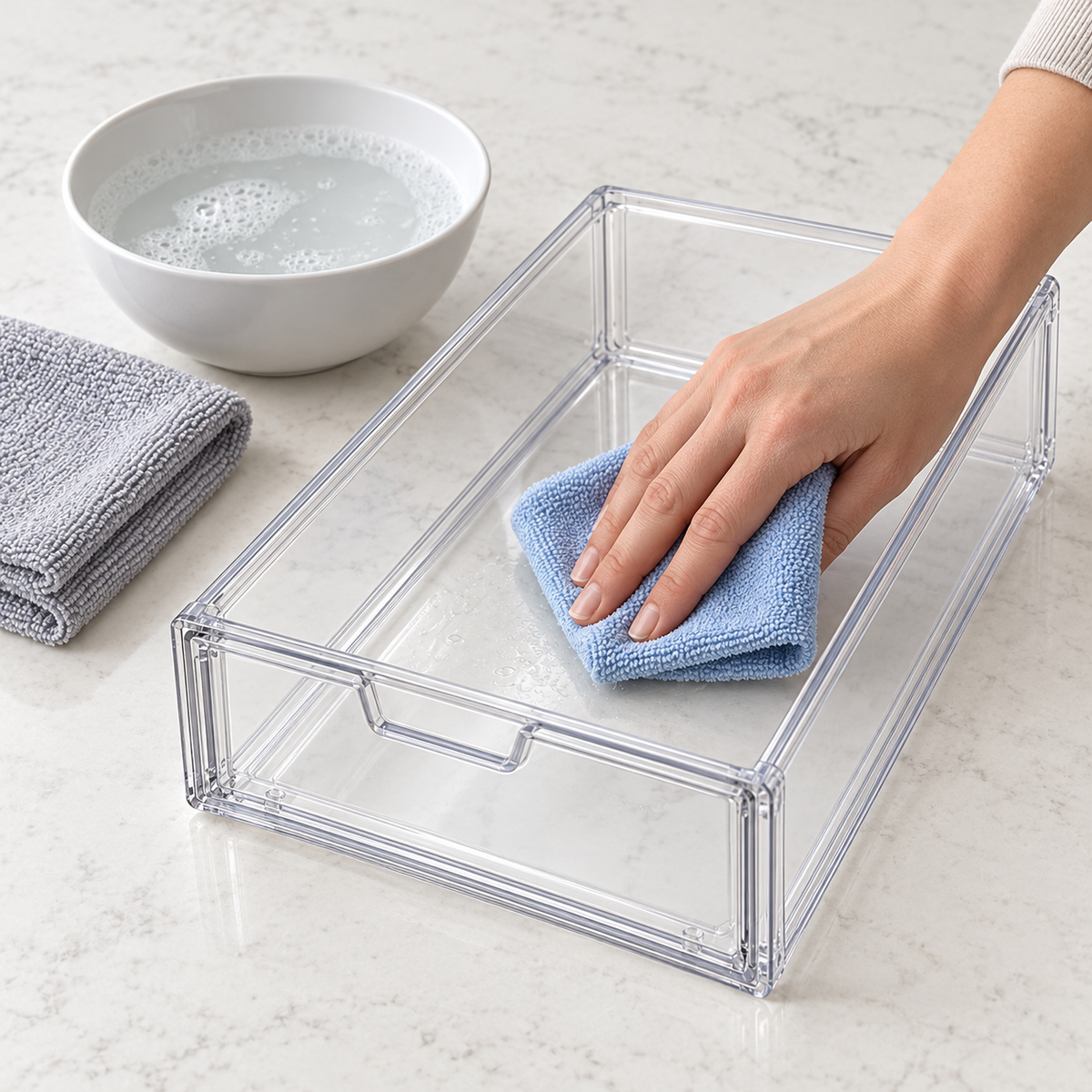 Clear Stackable Drawer Storage Boxes — 3 or 6 Pack