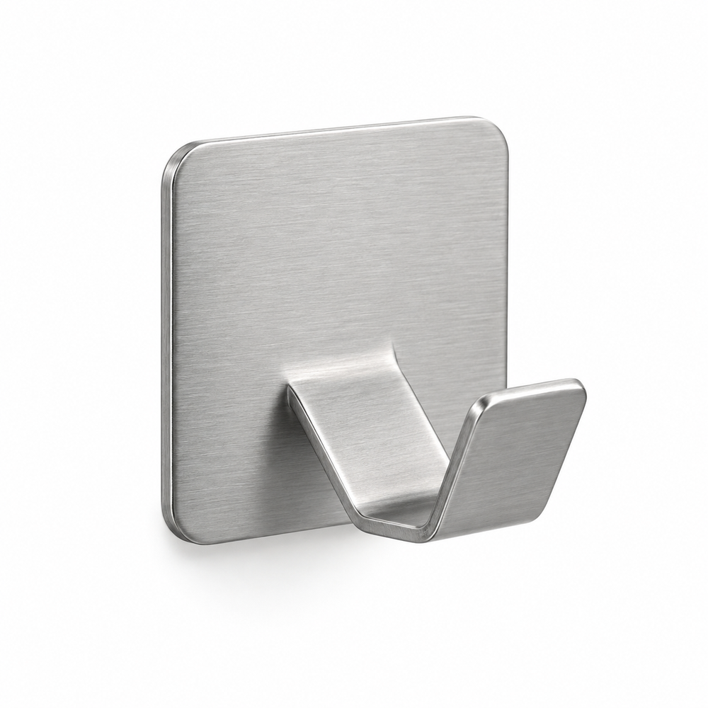 Brushed silver 304 stainless steel self-adhesive wall hook