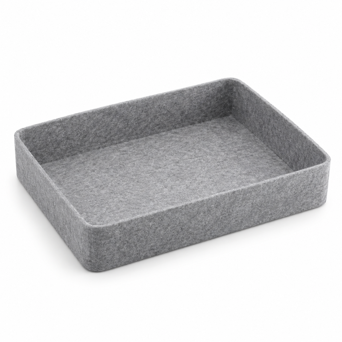 Slim rectangular gray felt catchall storage tray